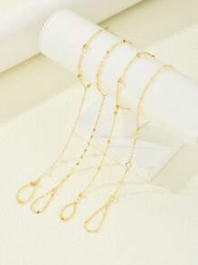 Conjunto de 4 peças/conjunto de pulseiras de dedo com pérolas falsas e strass simples, férias femininas, encontro, presente, casual, acessórios de festa combinando
