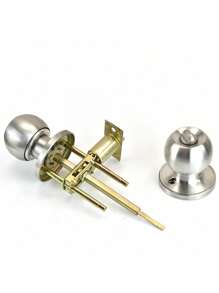 1pc High-Quality Round Knob Door Lock Set - Key Entry, Adjustable Latch Lock, Anti Pry Protective Cover, Solid Brass Lock Core, Suitable For Thickness 45-65mm
