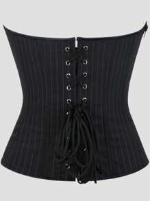 Women's Elegant Black Pinstripe Tunic Top With Striped Shaping Cups Strapless Women's Slimming Corset Gothic Victorian Shapewear Fashionable Shapewear For Everyday And Special Occasions