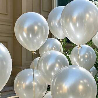 50 stuks parelwitte ballonnen, 25 cm, romantisch en luxueus, geschikt voor verjaardagen, bruiloften, Valentijnsdag, Halloween, Kerstmis, Nieuwjaar, openingsceremonies, afstudeerfeesten, woondecoratie en ballonfeestdecoratie.
