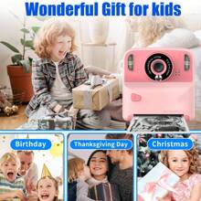 Cámara con impresión instantánea para niños, cámara digital para niños de 1080p con pantalla HD, regalo ideal de juguetes para niños y niñas de 6 a 14 años, incluye 2 rollos de papel de impresión y 6 bolígrafos de colores