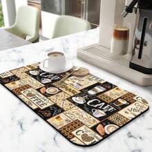 Fun Coffee Mat ,Coffee Bar Mat For Countertops,Absorbent Hide Stain Anti-Slip Coffee Bar Accessories Fit Under Coffee Machine Mat,Dish Drying Mats For Kitchen