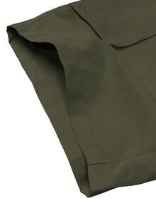 Pantalones cargo 3/4 ligeros para hombres con cintura con cordón, bolsillos grandes, parches con letras, pantalones deportivos casuales para uso diario, verano - Verde militar - Ver 9