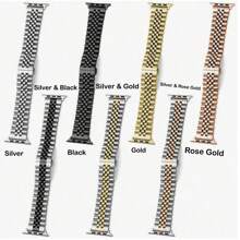 Edelstahlarmband für Frauen und Männer, 5-Perlen solides Metallarmband mit Schmetterlingsverschluss, kompatibel mit Ultra/SE/10/9/8/7/6/5/4/3/2/1 Serien, 38mm/40mm/41mm/42mm/44mm/45mm/46mm/49mm, strapazierfähiges Modearmband für den täglichen Gebrauch und geschäftliche Anlässe