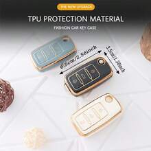 TPU Car Flip Key Case Cover Shell For Polo Golf Passat Tiguan Beetle Caddy T5 Up Eos Skoda Octavia - Silver Edge Three Keys - View 11