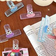 1pc/2pcs Transparent Bookmark Clips - Bookmark Clips, Loose-Leaf Clips, Reading Accessories Clips, Magnetic Clips, Refrigerator Clips, Food Clips, A4 Loose-Leaf Clips, Office And Home Kitchen Food Clips, Convenient For Fixing Documents - Multicolor - View 1
