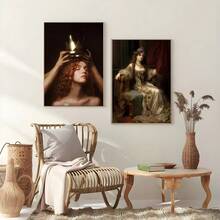1 pièce Affiche murale de style rétro art médiéval européen de dame, impression pour décoration de la maison, chambre à coucher, bar. Cadre en option. - Multicolore - Voir 4