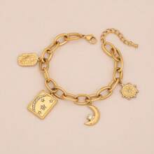 1pc Star & Moon Eye Stainless Steel Bracelet, Suitable For Women's Daily Wear