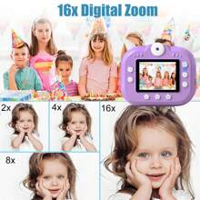 Kids Camera Instant Print, Kids Camera For Girls, 1080P HD Screen Kids Digital Camera Ideal Kids Toys Gifts For Boys & Girls 6-14 Age With 4 Rolls Print Paper& 6 Color Pens