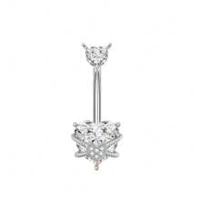1pc Thick 0.03μ White Gold Plated Copper Zirconia Heart Shaped Stylish Sexy Belly Button Ring