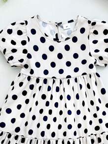 Seven Princess 1 pièce Robe décontractée à col rond à manches courtes oversize à pois, style coréen, confortable et adaptée aux loisirs, aux vacances et aux sorties