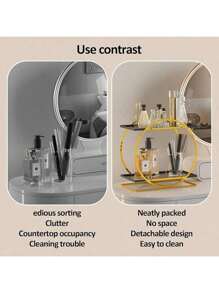 2 Tier Black Gold Perfume & Makeup Stand Organizer For Vanity - Ideal Gift For Lovers