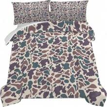 3PCS Camouflage Pattern Bedding Three-Piece Set (1 Duvet Cover + 2 Pillowcases, No Core). Printed Bedding Set, Soft And Comfortable, Suitable For Bedroom And Guest Room Use.