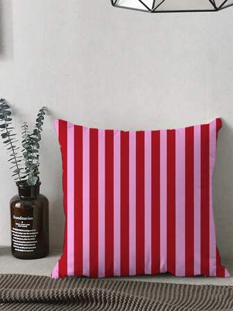 Pink And Red Stripy Pattern Pillowcase Cushions Cover Cushions Home Decoration Pillows For Sofa Double-Sided Print - Style: Glam - Care Instructions: Machine Wash - Pattern: Print - Closure Type: Zipper - Room Type: Various Room Types - Weaving Method: Woven - Composition: Polyester
