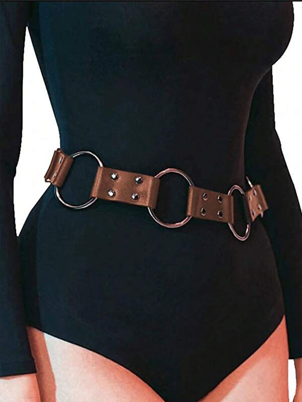 1pc Women's Versatile Casual Punk Metal Buckle Rivet Waist Belt, Western Cowboy Style, Suitable For Daily And Party Wear Women Corset Belt For Dress,Waist Trainer Waist-Shaping For Waist Slimming And Tummy Control