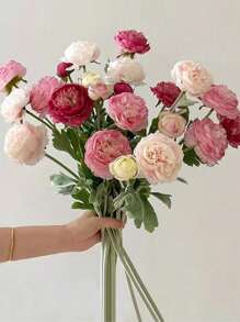 3PCS Artificial Austin Rose Bundle Simulation Peony Long Stem Artificial Flower Suitable For Home Vase Office Wedding Engagement Flower Arrangement Anniversary Date Mother's Day Birthday Gift ﻿