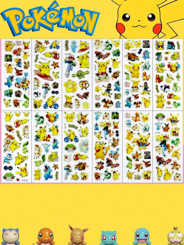 pokemon 1/12pcs, Cartoon 3D Stickers Pikachu Bubble Stickers , Party Entertainment Supplies, Perfect Gifts For Parties, Office Supplies, Birthday Gift Toys, Pikachu, Handmade Sets, Fun, Ideal Gifts For Party Collections And Families, Suitable For Birthday Party Decorations. Features: Can Be Used As An Ideal Gift Gift, A Must-Have In Summer, Suitable For Summer Parties, Birthday Parties, Christmas, Halloween, Thanksgiving Parties Or Use