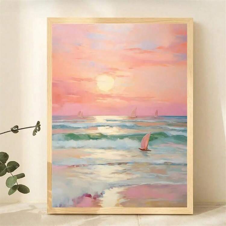 1pc Nghệ thuật treo tường phong cảnh đơn giản Cửa sổ phong cảnh xanh thiên nhiên Áp phích vải hiện đại, Trang trí phòng ngủ tại nhà Phòng khách Khung tùy chọn - Nhiều màu - Xem 54