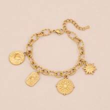 1pc Star & Moon Eye Stainless Steel Bracelet, Suitable For Women's Daily Wear