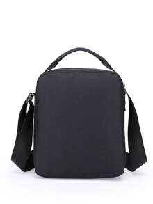 新款时尚单肩包男士包多拉链牛津布手机包斜挎包帆布休闲背包 - 黑色 - 查看 4