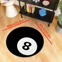 1pc Black 8 Ball Billiard Pattern Rug, 750g Velvet + Dot Plastic Bottom, Modern Personalized Creative Fluffy Soft Decorative Round Carpet, Suitable For Living Room, Bedroom, Entryway, Tatami, Balcony, Game Room, Boys/Girls Bedside Rug, Home Decor Bedroom Decor Room Decor Aesthetic Room Decoration Stuff Living Room Decor Rugs