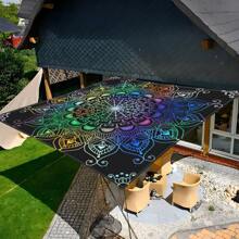 1pc Black Color Illusion Pattern Unique Art Style Outdoor Multipurpose Sunshade Polyester Screen Printing For Camping, Picnics, Beach