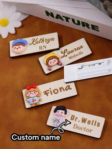 1/2Pcs Girl And Boy, Inspired Name Badge Tag, Personalized Name Tag, Custom Nurse Badge, Customized Teacher Badge, Customizable Office Name Badge, Cartoon Doll, 6.5x2.5cm, Mother's Day Gift, Women's Gift, Gift For Boyfriend/Girlfriend - Style a - View 8