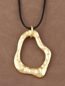 1 Pezzo Collana in lega dorata opaca a forma geometrica cava e aperta in stile boho, adatta per l'uso quotidiano delle donne, catena da 28"+2" estensibile