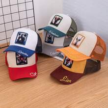 JZML 1pc Unisex Animal Graphic Patch Design Suede Trucker Cap