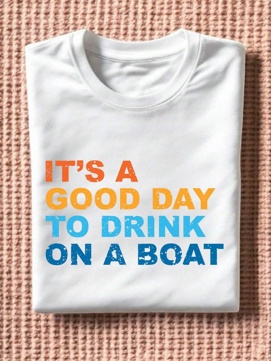It's A Good Day To Drink On A Boat T-Shirt, Funny Cruise Shirt, Summer Boat Trip Tee, Boat Vacation Tee, Gift Shirt For Cruise Trip, Family Vacay T-Shirt. TD1054 - 白色 - 查看 1