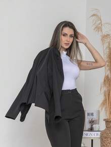 Elegant Twill Jacket And Trouser Set C3035 - Black - View 6
