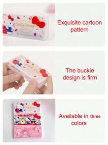 Sanrio 1 Pieza Caja de almacenamiento de tamaño pequeño con personajes de dibujos animados Sanrio Kawaii Hello Kitty, My Melody, Cinnamoroll, Kuromi, Gato Kitty, regalo portátil de sobremesa (Algunas partes pueden ser aleatorias)