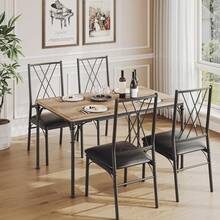 mteryoing Dining Table Set For 4 Includes A Stylish Dining Table And 4 Upholstered Chair, Designed To Comfortably Accommodate 4 To 6 People, Perfect For Small Spaces Like Apartments - Light brown - 查看 3