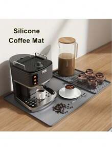 1 Stück Hochwertige Silikon-Kaffeematte - Auslaufsicher, leicht zu reinigen, rutschfeste Oberfläche, ergonomisches Design, geeignet für Espressomaschinen, Kaffeetische, Kaffeebar-Matten in Haushalten, Großküchen, Bars und Hotels.