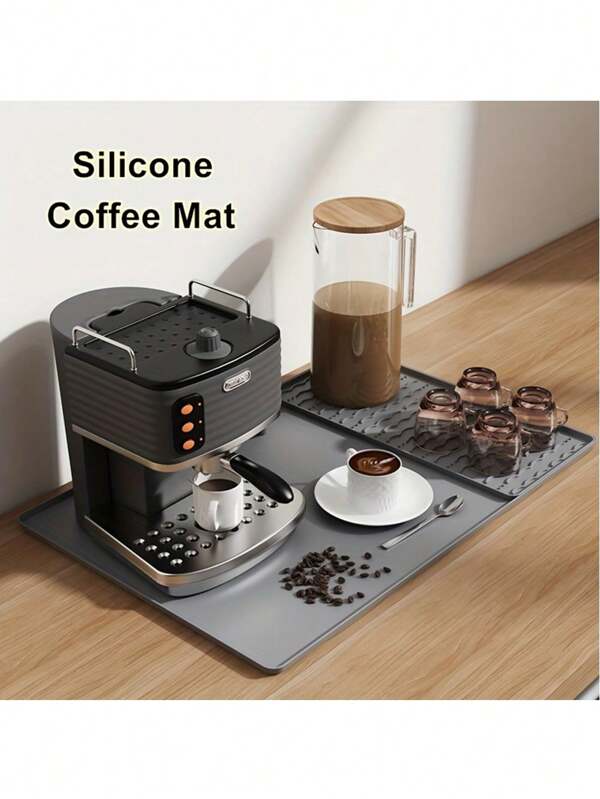 1 Stück Hochwertige Silikon-Kaffeematte - Auslaufsicher, leicht zu reinigen, rutschfeste Oberfläche, ergonomisches Design, geeignet für Espressomaschinen, Kaffeetische, Kaffeebar-Matten in Haushalten, Großküchen, Bars und Hotels.