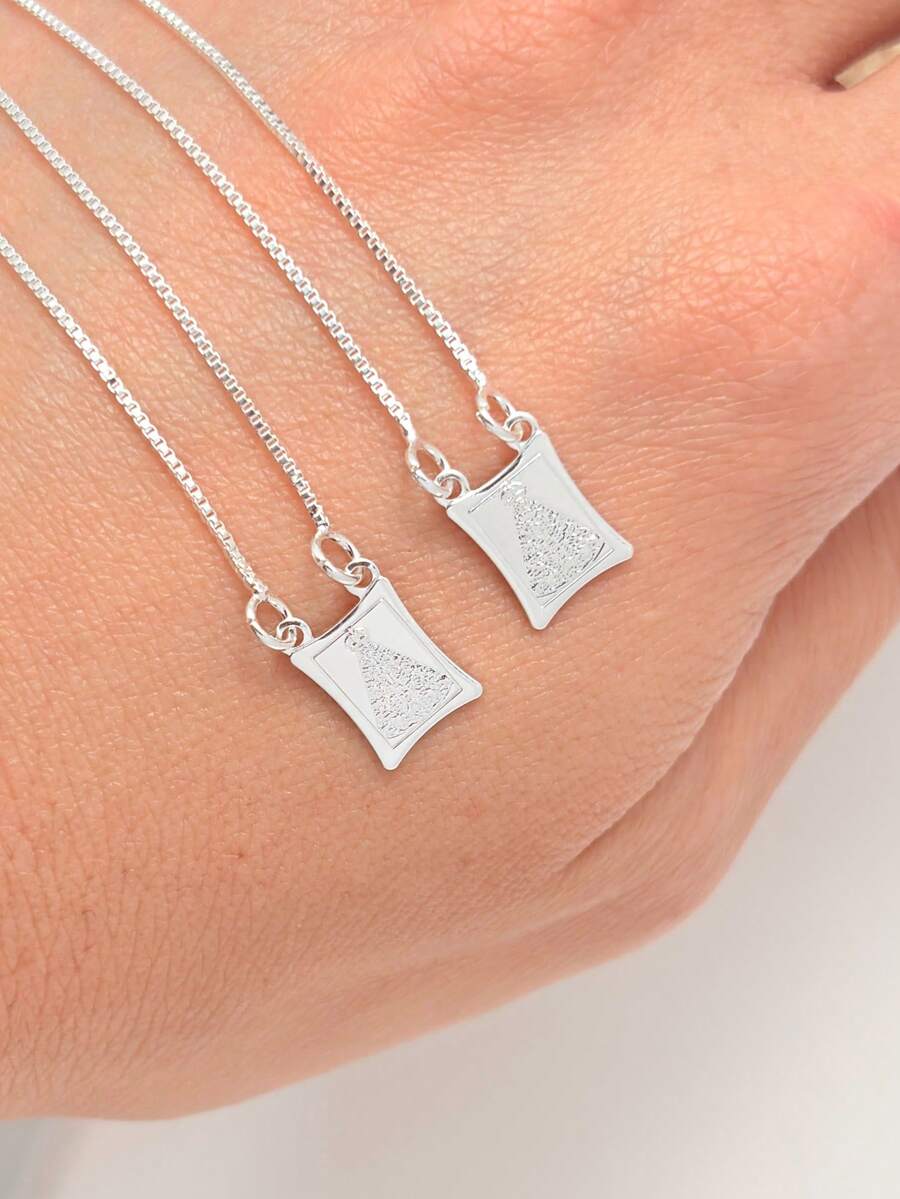 Colar de Ombro Sagrado Feminino, Pingente Nossa Senhora Aparecida Banhado em Prata 925 ou Ouro 18k