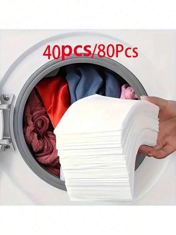 Paquete de 40/80 pastillas antimancha para la colada - Hojas de lavandería que absorben los colores y evitan la mezcla - Productos para el hogar