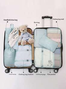 7PCS Travel Storage Bag, Portable Clothes Packing Cube, Lightweight Suitcase Luggage Organizer & Shoes Underwear Holder, Ultra-Lightweight, Waterproof, Polyester Packing Cubes For Efficiently Organizing Clothes, Shoes, Makeup, And Accessories - Perfect For Frequent Travelers And Adventurers