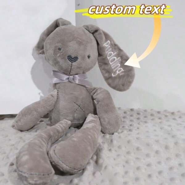 1 Personalized Embroidered Text Plush Toy, Rabbit Ears Can Be Embroidered With Birth Date Or Name, Soothing The Rabbit Toy, No Crying Or Irritability, Valentine's Day Gift, New Year's Gift, Suitable For Couples, Elderly People, Birthday Commemorative Gifts, Embroidery Color Options, Smooth Texture, Surprise Gift, Gift For New Mothers, Birthday Gift, Surprise Gift, Graduation Season Gift, School Start Season Gift, Birthday Gift,