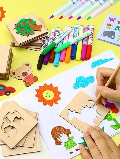 1 Set Zeichnen Holz DIY Malvorlage Schablonen Gekritzel Geschenk