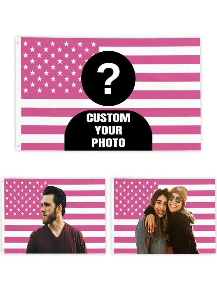 1pc Customized High Definition American Flag Print, Multi-Size Colorfast Custom Image Flag, Design Your Own Funny Flag, Tapestry, Poster For Decoration, Club, Concert, Bar, University, Suitable For Outdoor, Living Room, Bedroom, Multi-Functional, Durable, Custom, Personalized, Ideal Gifts For Him, Boyfriend, Mom, Friends, Tea Room, Home, Garden, Office, For Valentine's Day, For Mother's Day, For Father's Day, For Graduation, For Weddings, For Housewarming, Home Refresh, Customized Banners & Pennants, Warm Ambience, Autumn Home Refresh, Home Harmony ,Forever Love - Pink - View 1