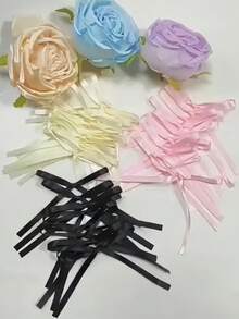 20pcs/10pcs/5pcs Ribbon Bow Flower Gifts Packaging, Cake Decoration, Handmade Sewing Accessories Bows, DIY Jewelry & Hair Accessories - Beige - View 5