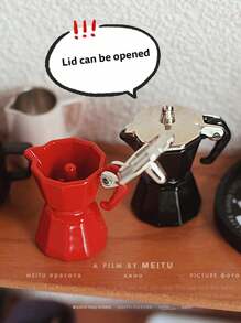 1pc/5pcs/6pcs 1:12 Scale Dollhouse Mini Coffee Maker Set, Realistic Metal-Tone Coffee Pot Model With Resin Coffee Cup/Saucer, Metal Spoon, Kitchen Accessories For Toy House, Party Decor, Interesting Lifelike Playset!