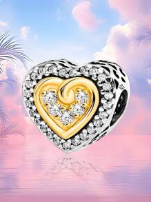 1 件时尚闪亮爱心串珠饰物适合女士手链手镯 DIY 珠宝制作和日常服装搭配珠宝装饰适合女孩 - 愛心 - 查看 5