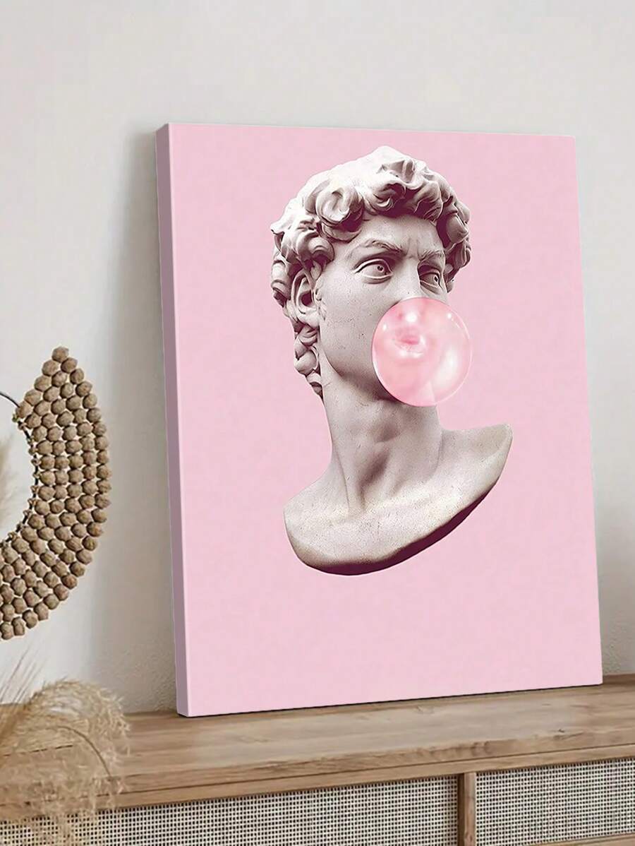 1pc, Pink And Black David Gum Poster Printing Canvas, Pink And Black Wall Arts Picture Canvas, College Girl Fashion Artwork, Suitable For Room Aesthetic Home Bedroom Home Decor, Optional Frame