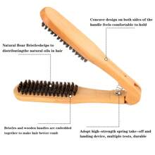 1pc Wooden V-Shaped Hair Straightening Comb, Boar Bristle Smooth Hair Styling Board Brush, Suitable For All Hair Types To Control Frizz And Curl