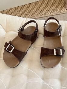 2025 Summer New Arrival Unisex Kids' Soft Cork Thick Sole Open Toe Sandals, Korean Mid-Range Casual Sandals - Camel - View 3
