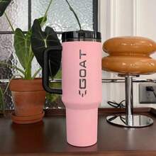 Bidón de 1,2 litros con asa y cubierta de hierba, botella de agua de viaje 100 % a prueba de fugas, vaso térmico de acero inoxidable, ideal para bebidas frías y calientes. Vaso con pajita de acero inoxidable 304 de gran capacidad, ideal para deportes de bicicleta.