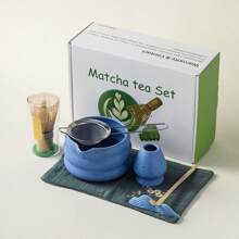 Coffret à thé matcha, comprenant un contenant de poudre de matcha, un bol à matcha avec bec verseur, boîte cadeau pour la rentrée des classes