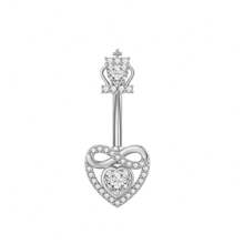 1pc Thick 0.03μ White Gold Plated Copper Zirconia Heart Shaped Stylish Sexy Belly Button Ring